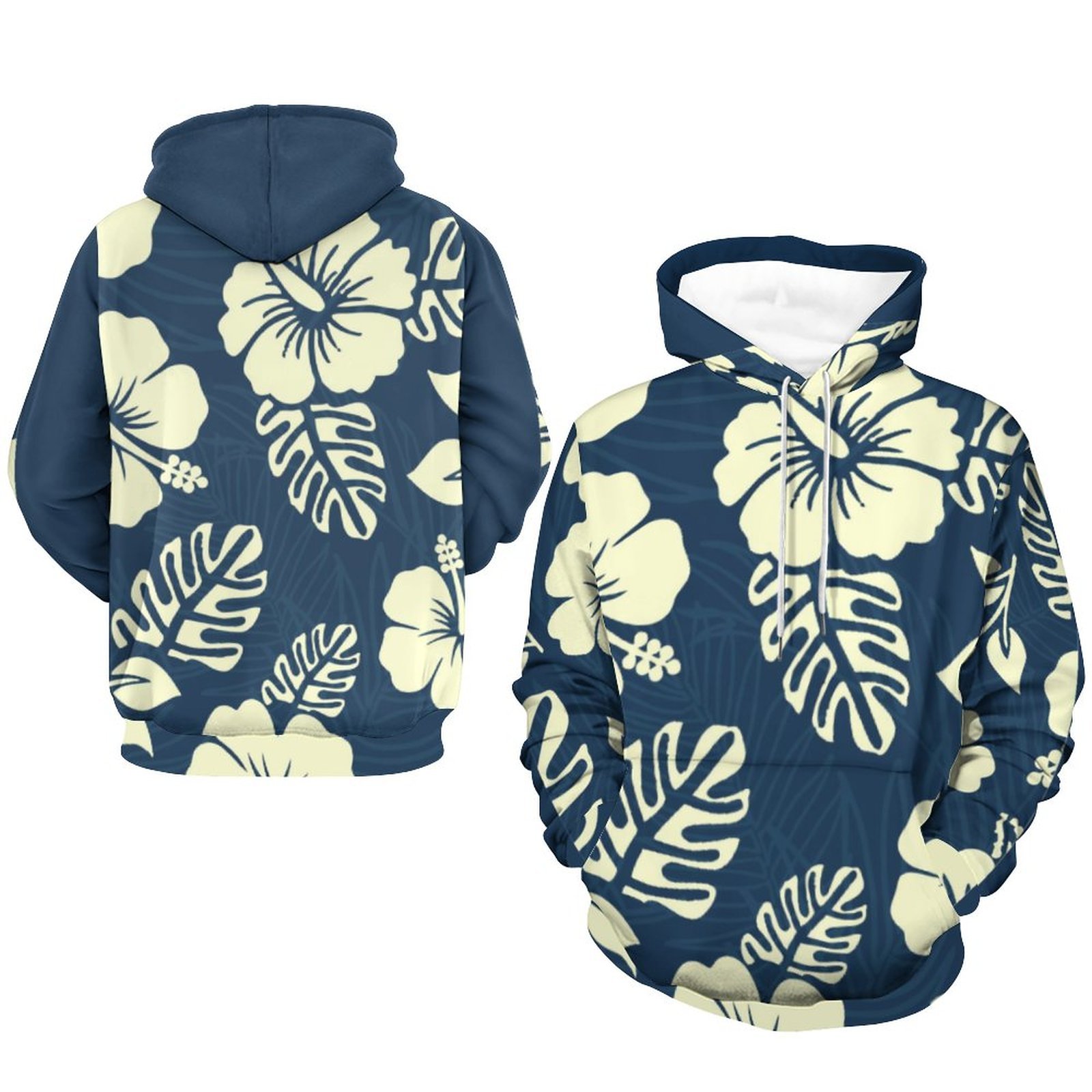 Navy Hibiscus Print Graphic Hoodie – view 4