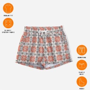 Woman wearing the Blush Grey Tile Print Casual Shorts by Creamy Cougar