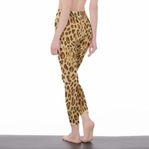 Women's tan leopard print high-waist leggings by Creamy Cougar