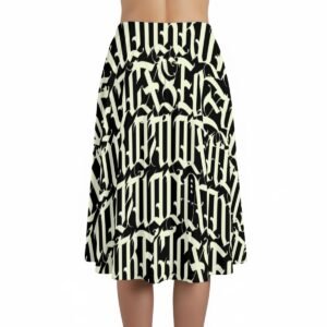 Women's black tribal print maxi skirt with pockets by Creamy Cougar