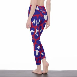 Women's purple abstract print high-waist leggings by Creamy Cougar