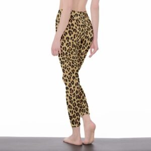 Women's brown leopard print high-waist leggings by Creamy Cougar