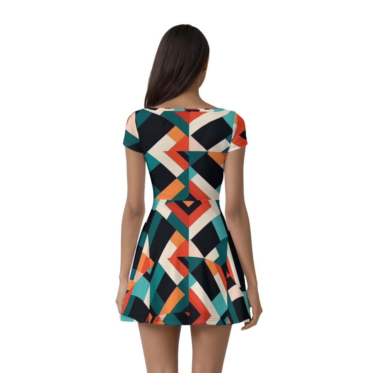 Women's retro diamond print athletic dress with built-in shorts by Creamy Cougar