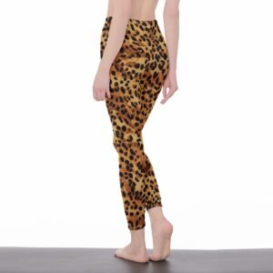 Women's cheetah print high-waist leggings by Creamy Cougar