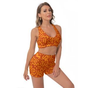 325888-5b323cdc-b06b-483a-8eef-9d06c5e984f2.jpg Women's orange swirl print sports bra & shorts set by Creamy Cougar