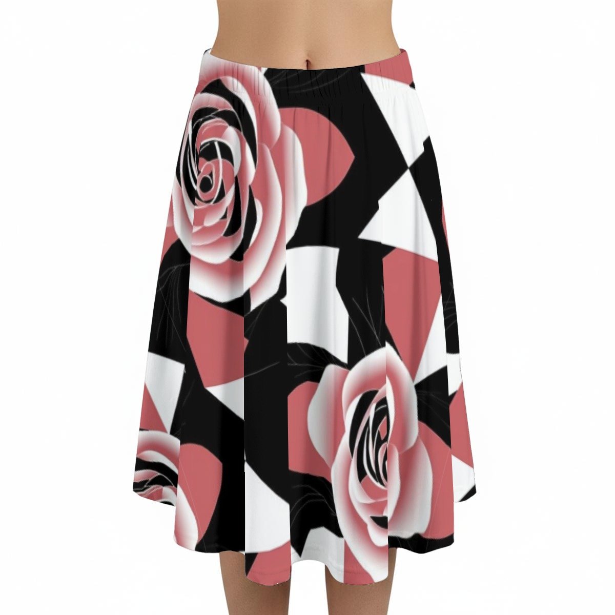 Pink Rose Colorblock Print Maxi Skirt with Pockets – view 2