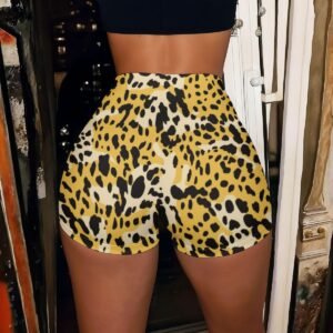 Golden Leopard Print High-Stretch Shorts – view 2