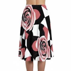 Pink Rose Colorblock Print Maxi Skirt with Pockets Women's pink rose colorblock print maxi skirt with pockets by Creamy Cougar