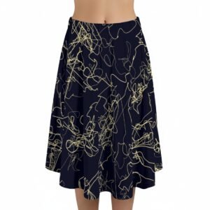 Navy & Gold Floral Print Maxi Skirt with Pockets Navy & Gold Floral Print Maxi Skirt with Pockets – view 2