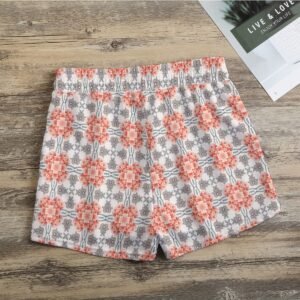Coral Grey Mosaic Print Casual Shorts by Creamy Cougar, view 2