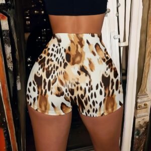 Ivory Leopard Print High-Stretch Shorts – view 2