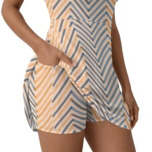 Women's peach chevron athletic dress with built-in shorts by Creamy Cougar