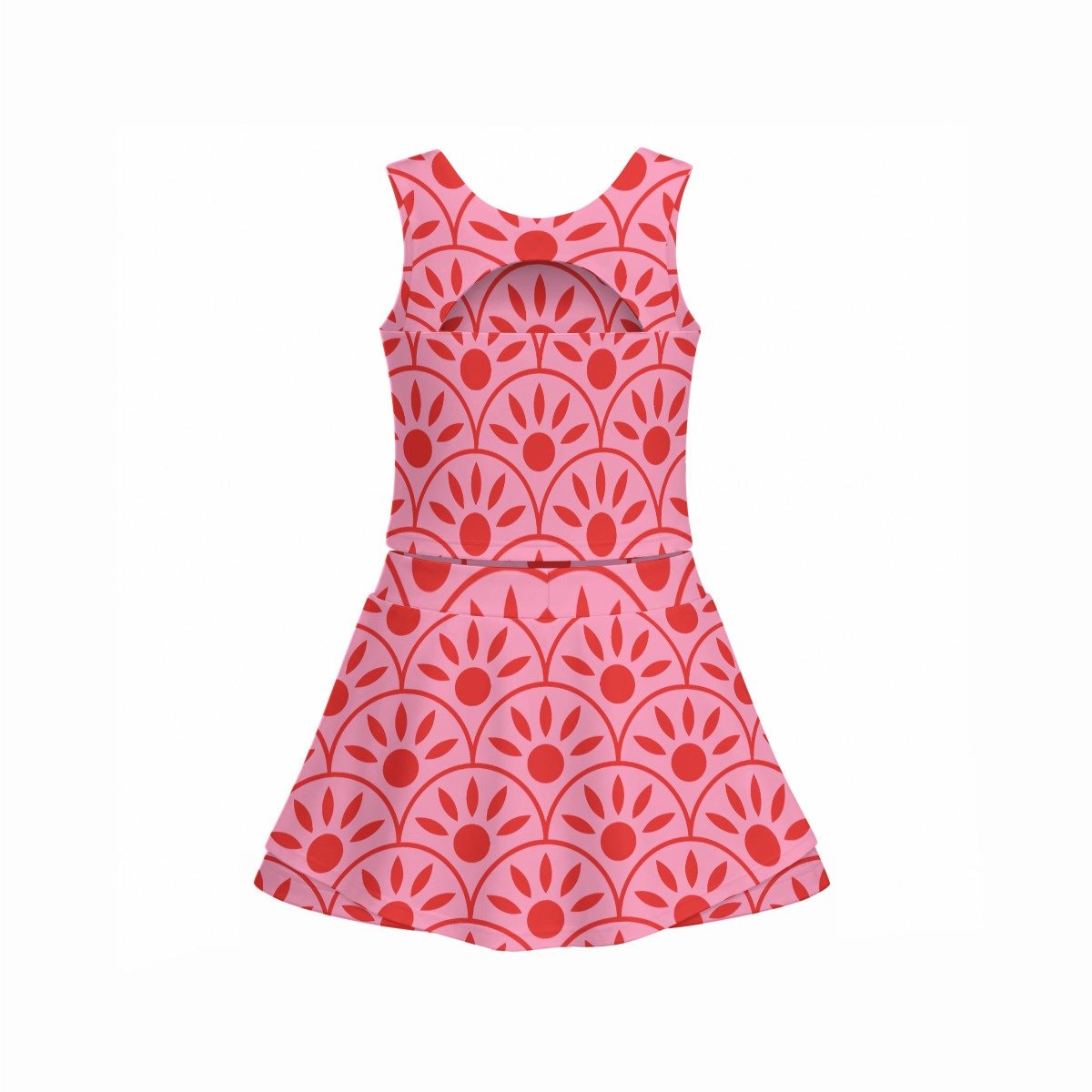 Pink Medallion Print Tiered Vest & Skirt Set – view 4