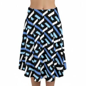 Blue Geometric Print Maxi Skirt with Pockets – view 2