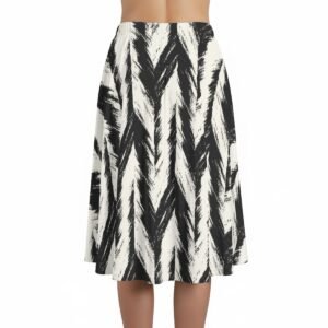 Women's black & white brushstroke maxi skirt with pockets by Creamy Cougar