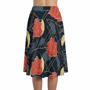 Women's black & red floral print maxi skirt with pockets by Creamy Cougar