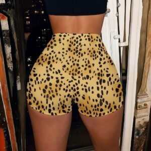 Golden Cheetah Print High-Stretch Shorts – view 2
