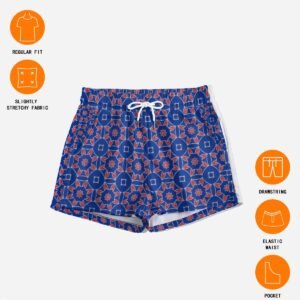 325888-d24e0c97-5bd7-4b98-a090-b627fec99064-1.jpg Woman wearing the Cobalt Medallion Print Casual Shorts by Creamy Cougar