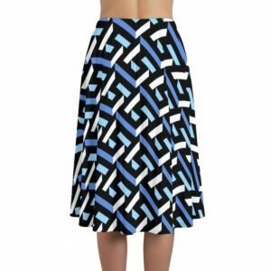 Women's blue geometric print maxi skirt with pockets by Creamy Cougar