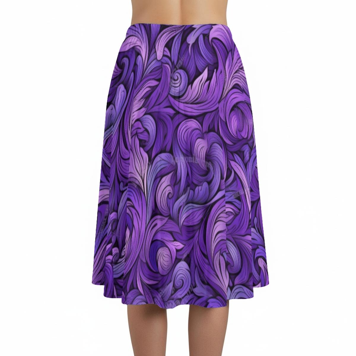 Deep Purple Swirl Maxi Skirt with Pockets – view 2