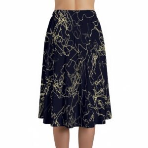 Women's navy & gold floral print maxi skirt with pockets by Creamy Cougar