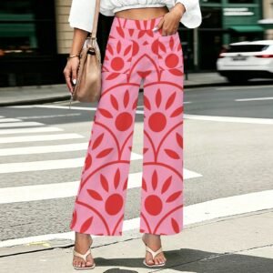 Women's pink sunburst print wide leg pants by Creamy Cougar