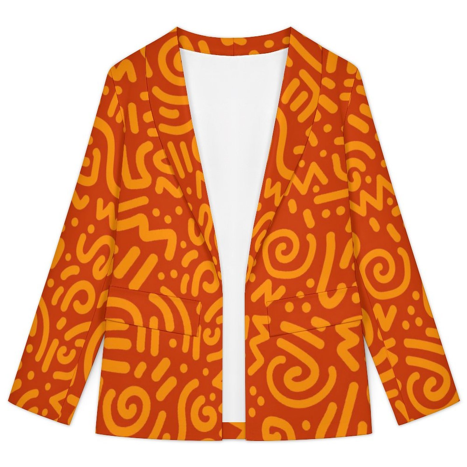 Tangerine Squiggle Print Lapel Blazer – view 2