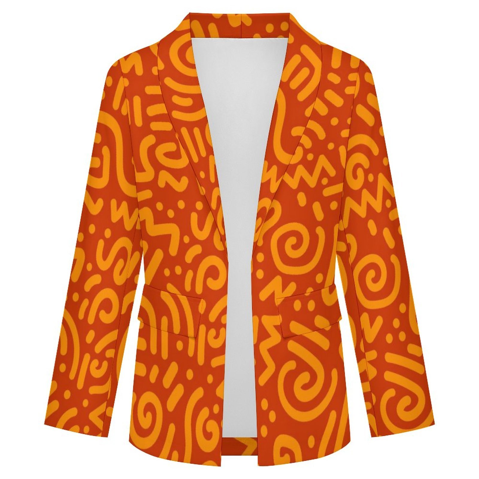 Tangerine Squiggle Print Lapel Blazer – view 3