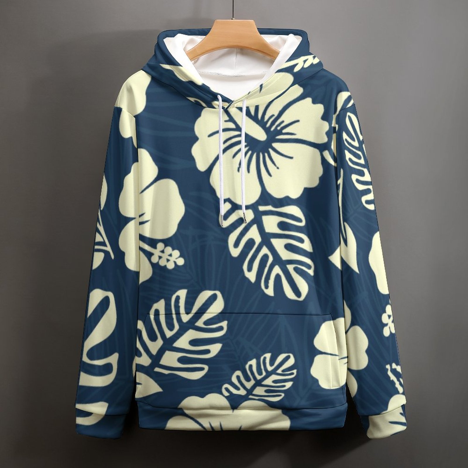 Navy Hibiscus Print Graphic Hoodie – view 2