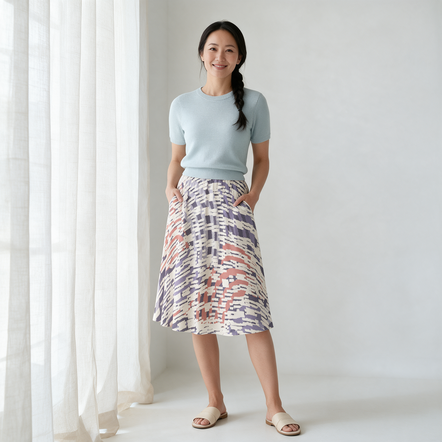 Pastel Watercolor Maxi Skirt with Pockets