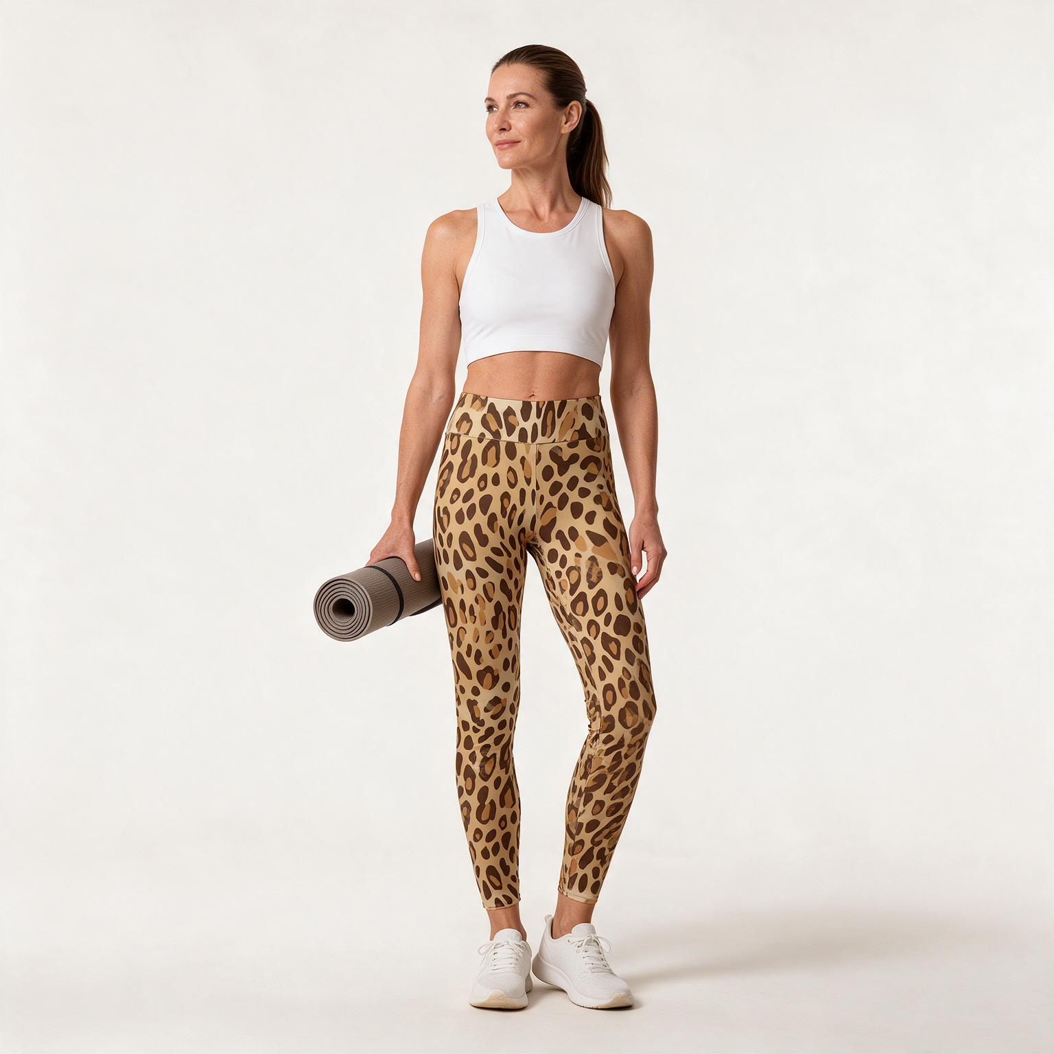 Tan Leopard Print High-Waist Leggings