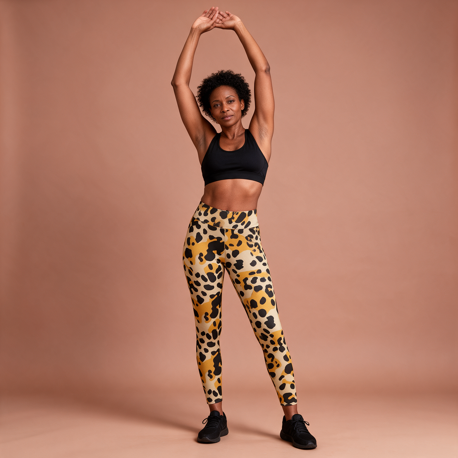 Golden Leopard Print High-Waist Leggings