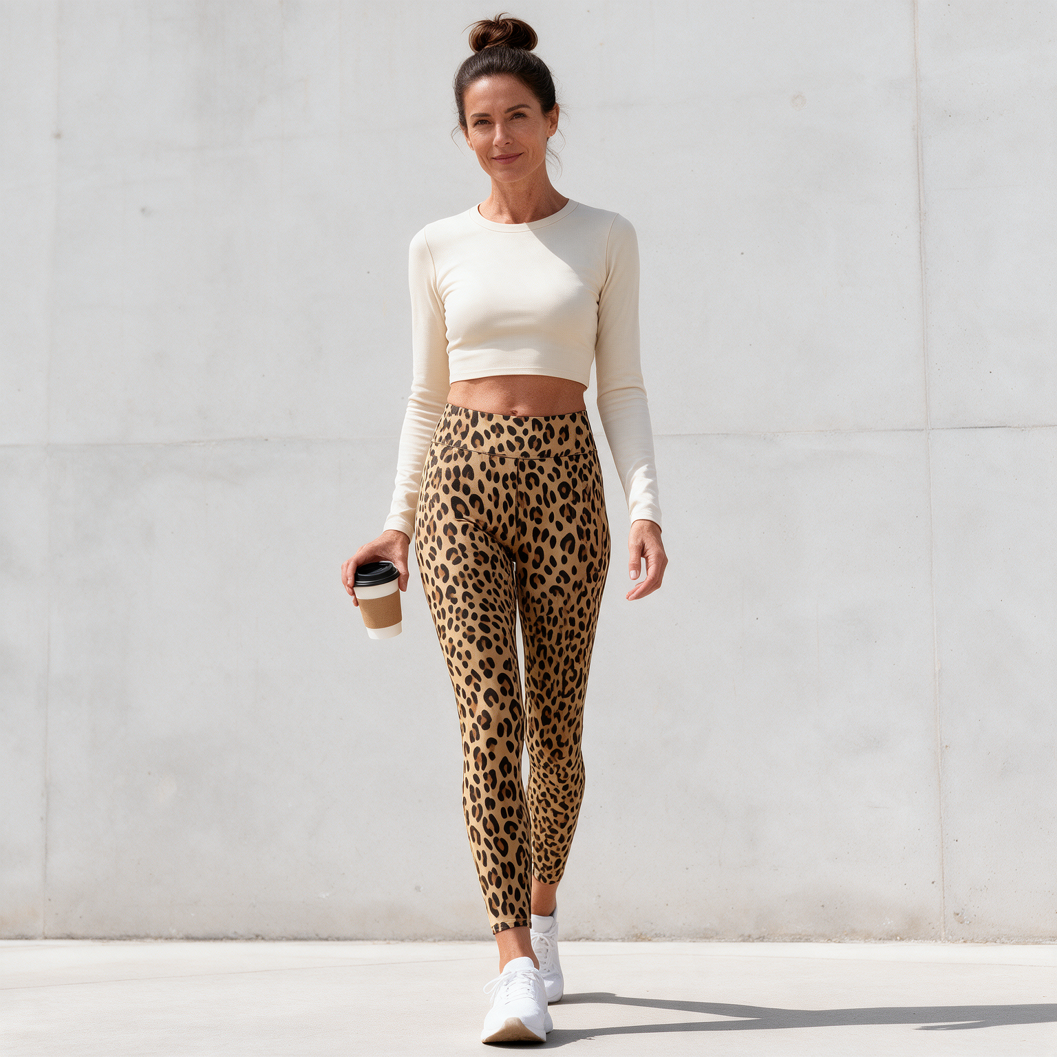 Brown Leopard Print High-Waist Leggings